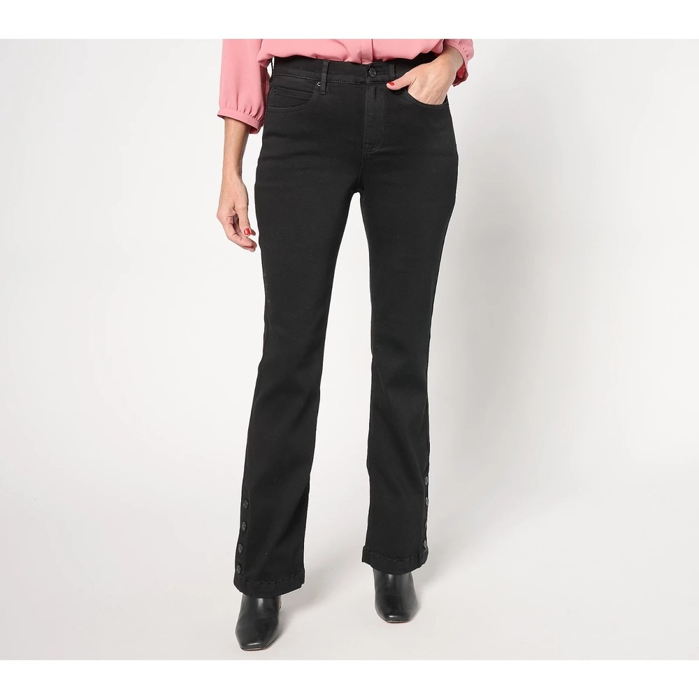 nicole by Nicole Miller Regular_Snapped High Rise Bootcut Jean Black P14 #18E
